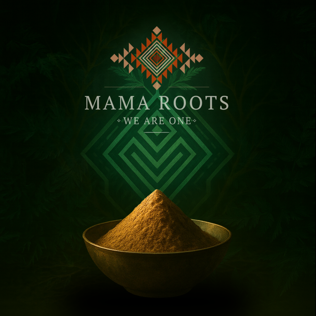 Imburana hapé blend with soft green and blue tones for breath and balance