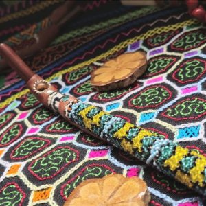 Shipibo Kené Bead Ceremonial Tepi with Tiger’s Eye and Handwoven Detail