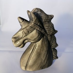 Silver Obsidian Unicorn Horse Head #19